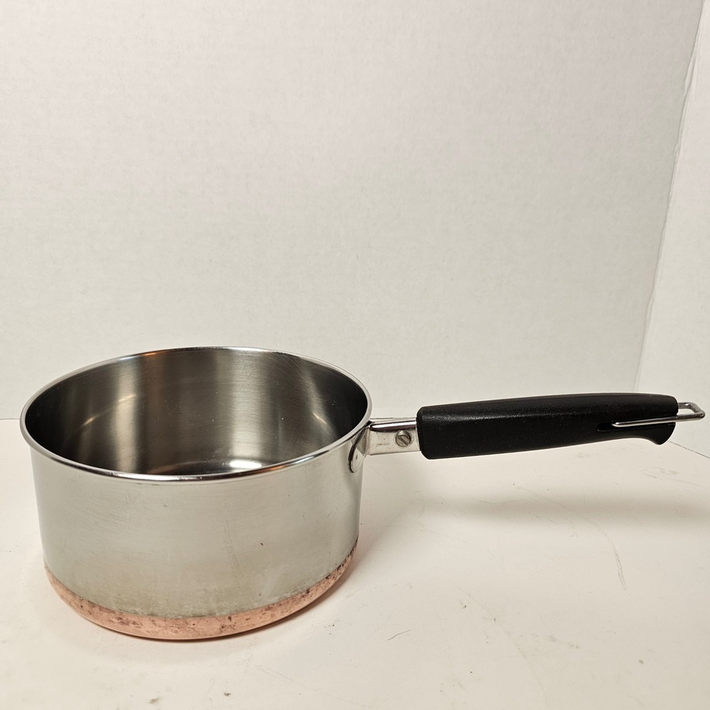 Pre 1968 Revere Ware 1801 Copper Bottom Stainless Steel Saucepan MCM USA Made